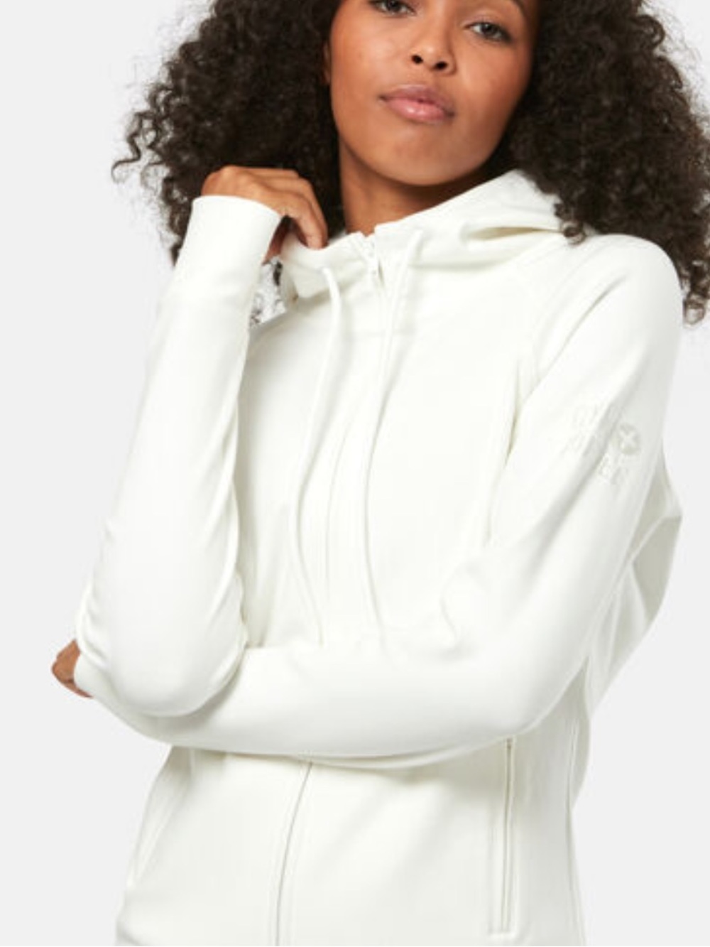 Gym + Coffee White Essential Zip-Up Hoodie